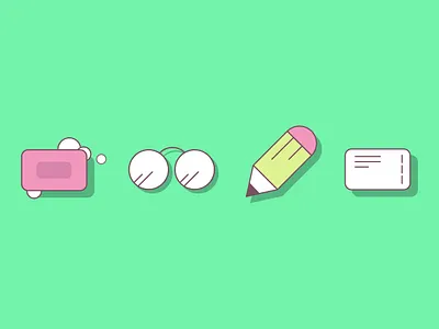 Icons card glasses icon set illustration logo pensil soap