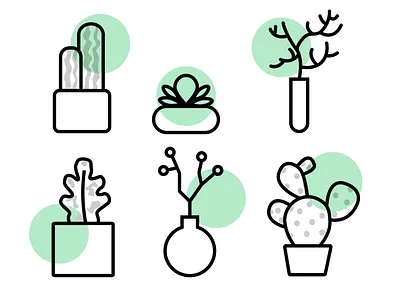 Flowers green illustration nature art plants pot