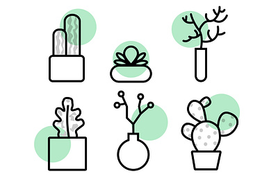 Flowers green illustration nature art plants pot