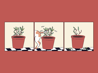 "My Dog Always Knocking the Damn Leaves Off My Plants" color comic comic strip dog dogs drawing illustration newspaper