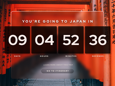 Daily UI Challenge #14 014 countdown countdown timer countdowntimer dailyui dailyui14 dailyuichallenge design japan japan trip travel travel app traveling travelling trip ui ux web