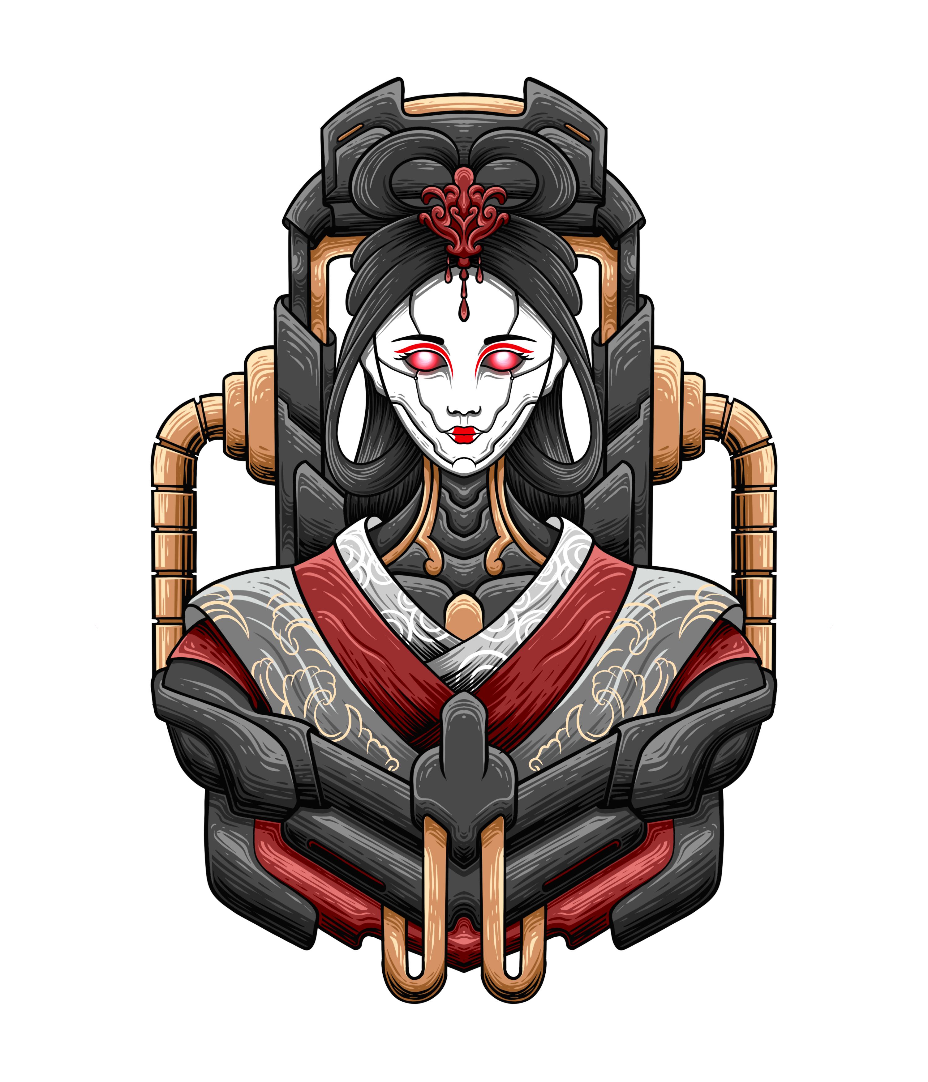 Mecha geisha 5 animal apparel branding classic clothing culture design geisha girl graphic design illustration japanese logo machine mechanical vector woman