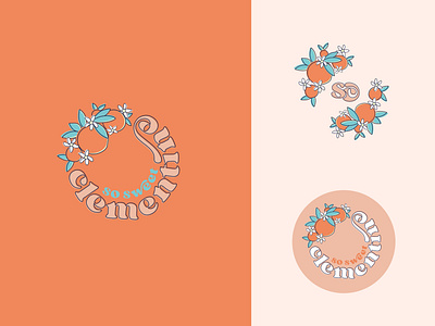 So Sweet Clementine badges branding clementine devon designer floral flowers hair accesories icon illustration logo logos packaging peach stickers typography vector wreath