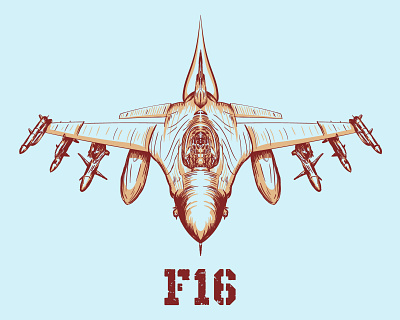 F16Fighter airplane army bomb f16 fighter jet mach pilot plane rocket scalable vector war