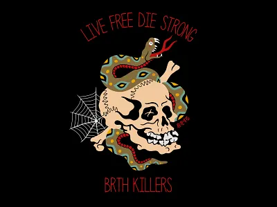 BRTH / LIVE FREE DIE STRONG art work brand design branding design embroidery illustration japanese art logo typography vector