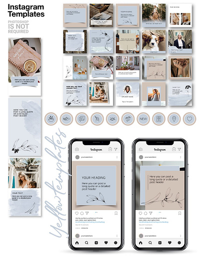 Blue Instagram Post Template Kit design instagram post instagram stories post social media design template