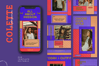 Colette Instagram Template design instagram post instagram stories post social media design template