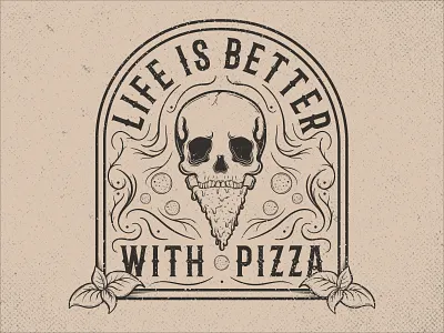 Pizza Life art digital digital art illustration javo designs logo old school ornaments pizza pizza logo skull skull design skull logo tattoo typographic design typography vector vector art vintage vintage design