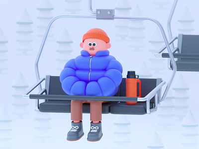 Ski Lift 3d c4d cinema 4d jacket puffer snow winter