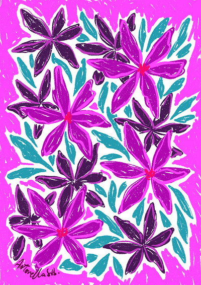 Violeta flowers illustration procreate