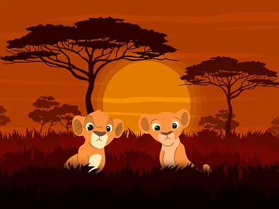 Lion king savanna design designer designs flat flat design illustration lion lion king savanna vector