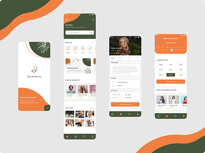 Beauty Center App Design app app design applicaiton application appointment booking beauty colorful illustration spa ui uiux ux webdesign