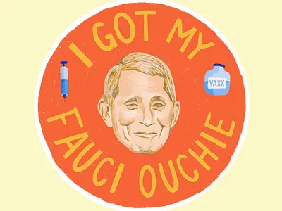 Fauci Ouchie Sticker design illustration lettering stickermule