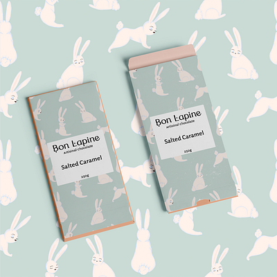 Bon Lapine chocolate mockup chocolate chocolate bar chocolate design chocolate packaging illustration luxury chocolate mockup rabbit rabbit illustration surface design