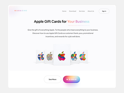 Apple Gift Cards Landing Page app design apple application appui gradient ios landing landing page minimal minimalism mobile modern popular trend ui ui design web design