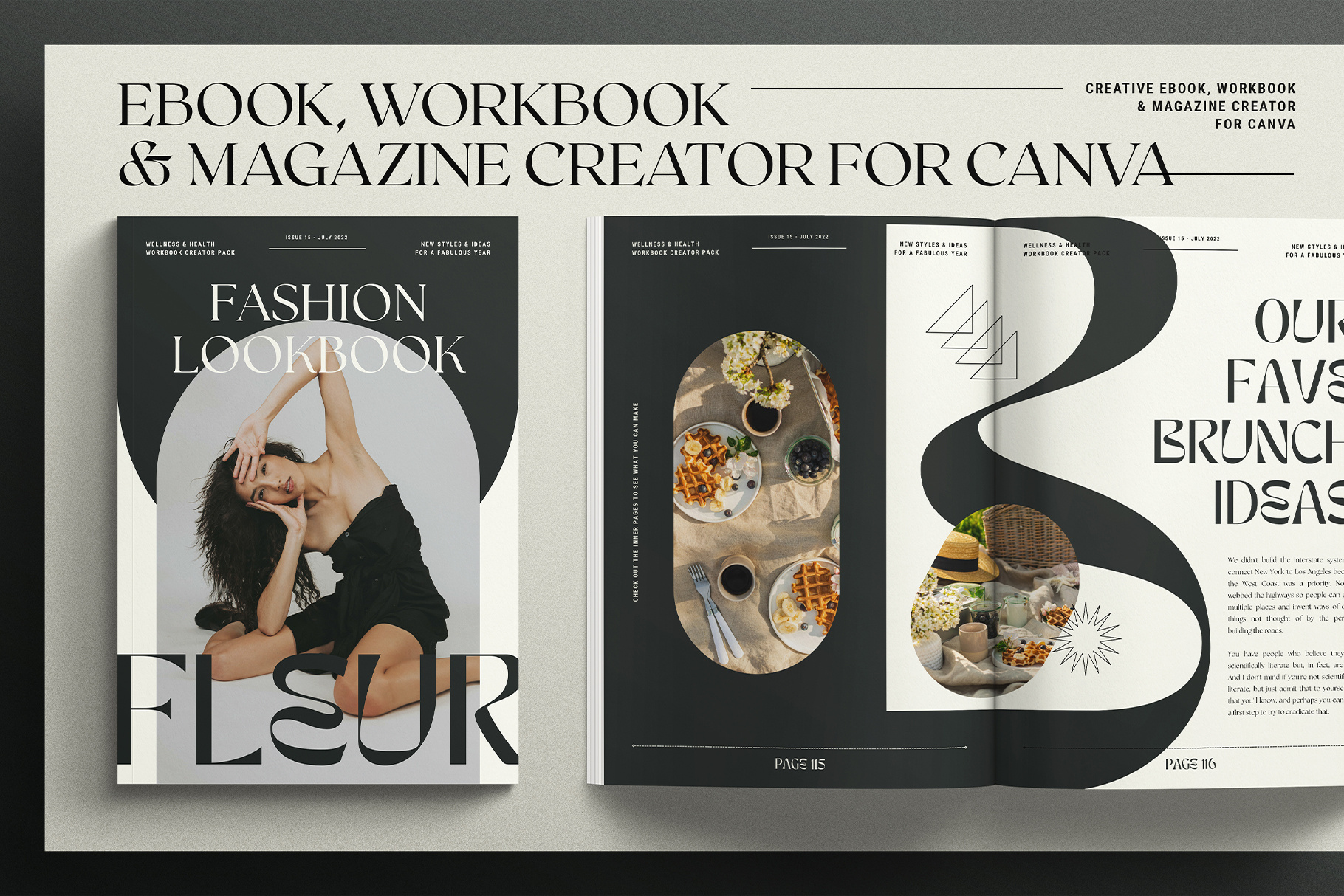 Fleur - Canva eBook/WorkBook Creator canva canva template creative creative market design ebook editorial elegant illustration magazine products workbook