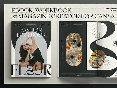 Fleur - Canva eBook/WorkBook Creator canva canva template creative creative market design ebook editorial elegant illustration magazine products workbook