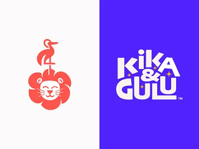 Kika&Gulu - Kids brand animal logo bird brand branding cute face fun identity lion logo logomark logotype minimal seagl smile typography