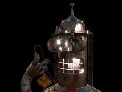 Dangerously attractive 3d bender bolt cinema4d danger dangerous hazard iconic illustration light machinery metal render rust under construction