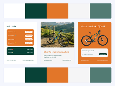 Bike rental Instagram posts ad bike clean company corporate cycling czech design graphic design instagram minimalist orange rental simple social socials travel white