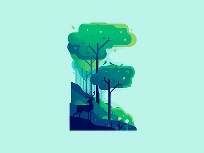 E 36daysoftype color deer forest illustraion letter nature type