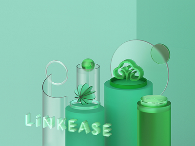 Linkease brand 3D 3d branding clean glass illustration keyshot logo logotype photoshop simple typogaphy ui webside