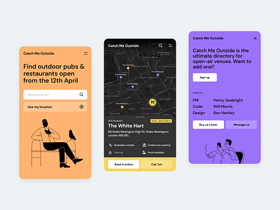 Catch Me Outside app beer branding discover location map pub restaurant search