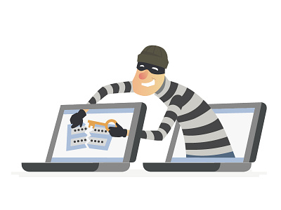 Thief - Set of Cartoon Illustrations character cyber finance flat design hacker illustration protection safety style thief vector