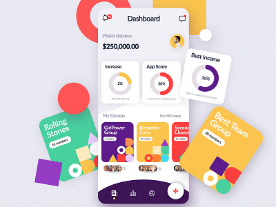Group Wallet App app app design application colors graphs iphone ui uiux wallet