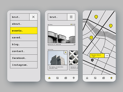 Brut. app architecture brutalism clean ios map mobile app mobile ui uidesign ux