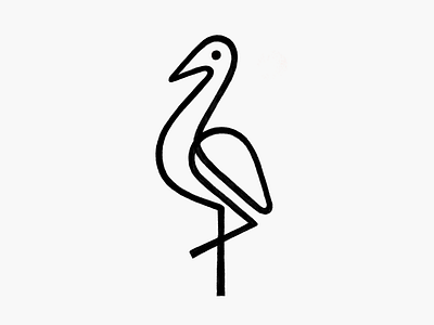 Monoline Crane! bird brand brand identity branding branding design crane geometric icon illustration linework logo logo design logodesign mark minimal monochrome monoline stork swan symbol