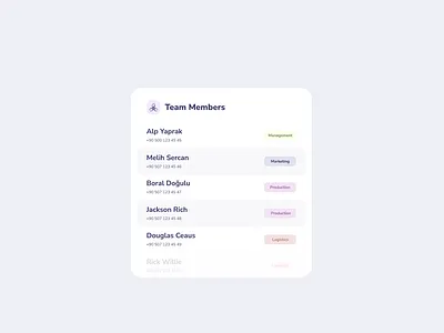 Team Members - List Style design list style team ui userinterface