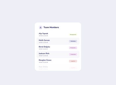 Team Members - List Style design list style team ui userinterface