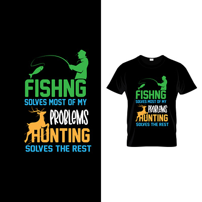 Fishing solves the problem hunting solves the rest amdad ali design fishing grumpy trucker hunting restaurant t shirt t shirt design typography vector vector design