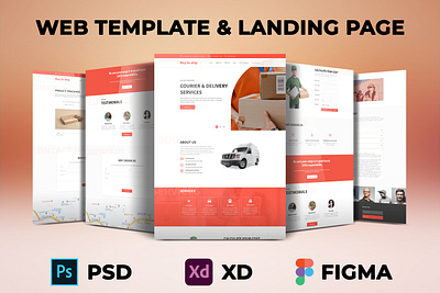 Courier landing page branding design e learning illustration modern design online shop typography ui uidesign ux