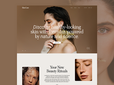 Cosmetic Shop Main Page beautiful beauty brand cosmetic design main page minimal shop skin care style type typography ui ui design ux web design