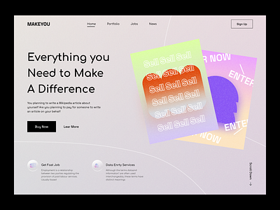 Makeyou - Landing Page Design agency buy card clean colors design graphic design interface job landing landing page marketplace product saas ui ux uxui vacancy website website design