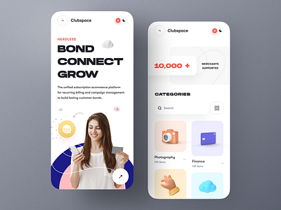 Clubspace - Mobile Version cartoon consumer ecommerce ecommerce business homepage landing page marketing mobile design mockup platform product responsive design service technology typography ui ux web design website website design