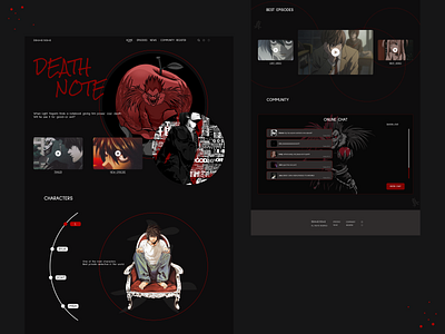 Design concept for the anime fansite. anime anime art anime studio death note desigh design designconcept fansite shot ui uidesign ux uxdesign uxui web webdesign