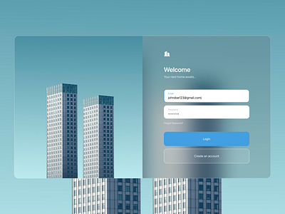 Login building design figma glass login login page minimal ui vector web