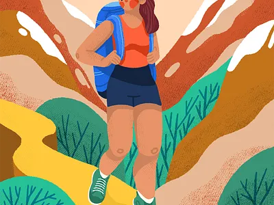 Hiking adventure character hike hiking illustration mountains nature outdoor woman