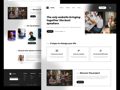 Speaker Landing Page app black white brutalism brutalist design design homepage homepage ui interface landing landing page marketplace sketch speaker ui ux vector web webdesign