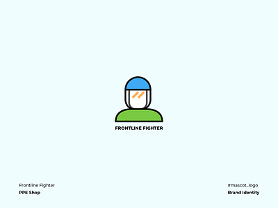 Frontline Fighter Logo branding equipment fighter frontline graphic design iconography illustration logo design minimal ppe protection shop vector