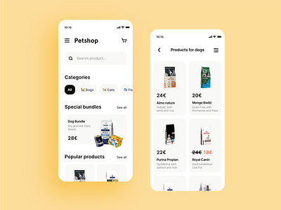 Petshop Mobile Design animal app concept design food animal ios minimal mobile pet pets petshop petstore shop store ui ux