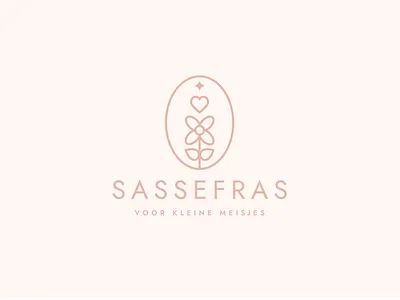 Sassefras baby brand cute design feminine flower girl logo logo design minimal modern pastel pink