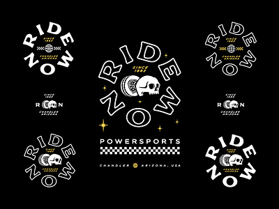 RideNow Powersports Merch arizona biker black design illustration lettering logo skater skulls white yellow