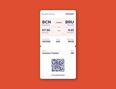 Daily UI #24 Bording Pass belgium boarding pass brussels brussels airlines daily ui daily ui 24 dailyuichallenge flight