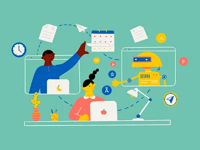 Redokun character design illustration illustrator office outline procreate teamwork work