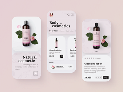 Natural cosmetic - mobile app. app design colorful cosmetic cosmetic mobile flowers mobile mobile app mobile app design ui cosmetic uiux ux web design webdesign