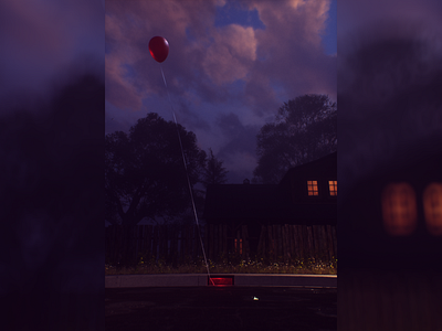 Float 🎈 3d balloon c4d cinema cinema4d clown environment float fog horror lighting modeling octane sunset textures
